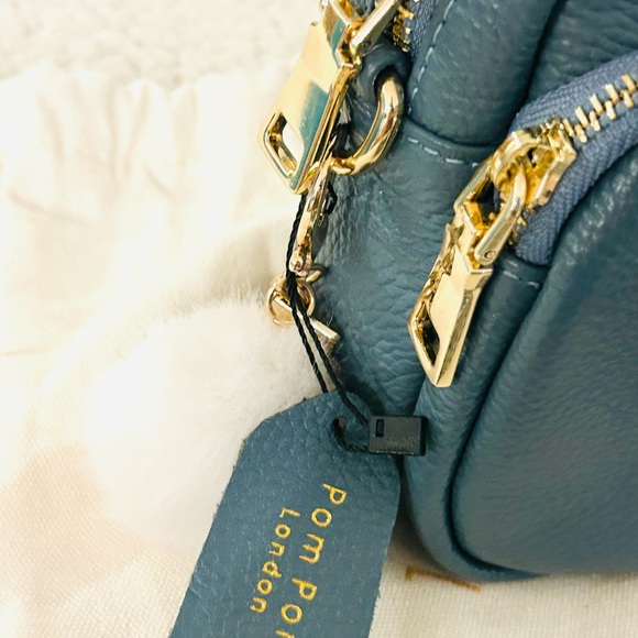 Pom Pom London STEEL BLUE Mayfair/Original w/2 Straps DISCONTINUED COLOR EUC! - Picture 2 of 9